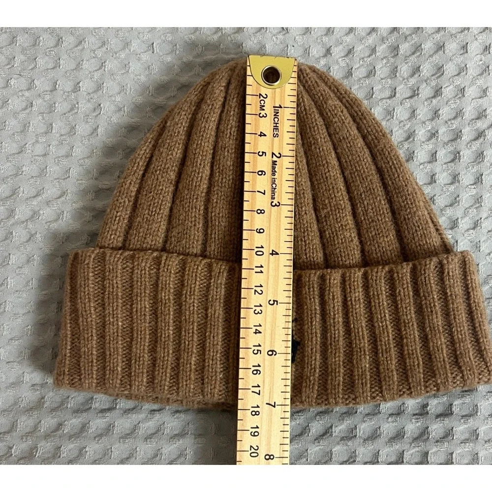 Polo Ralph Lauren Mens Ribbed Knit Beanie Camel Brown Navy Pony Logo Hat